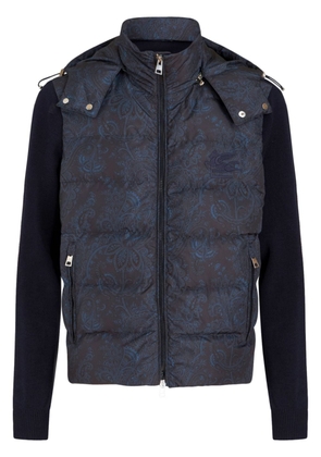 ETRO paisley-print padded hooded jacket - Blue
