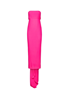 Solace London Pink Harlee Pleated Strapless Maxi Dress In Polyester Woman