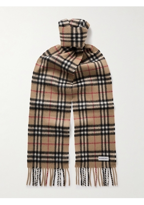 Burberry - Fringed Checked Cashmere Scarf - Men - Brown
