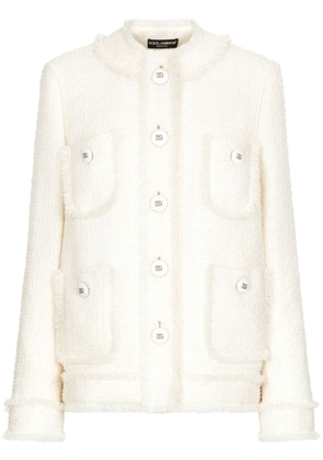 Dolce & Gabbana round-neck tweed jacket - Neutrals