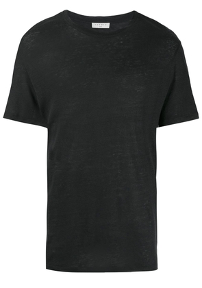 SANDRO round-neck linen T-shirt - Black
