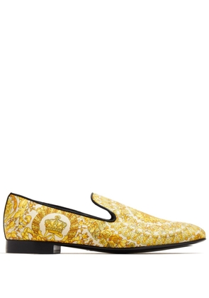 Versace Barocco-print silk loafers - Yellow