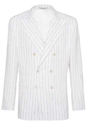 Brunello Cucinelli pinstripe-print linen blazer - White