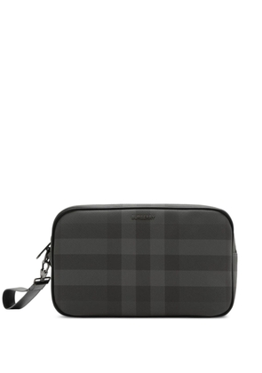 Burberry check-pattern leather pouch - Black