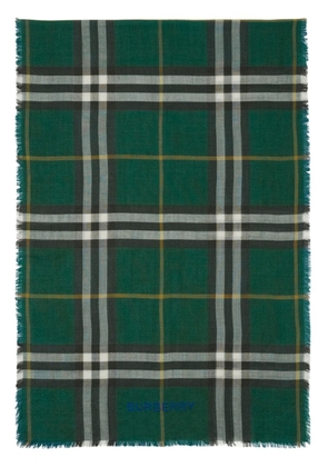 Burberry Vintage-Check frayed scarf - Green