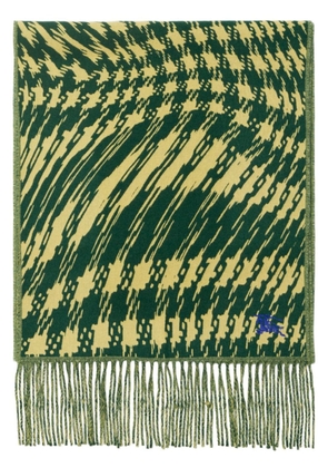Burberry Warped houndstooth-pattern cashmere scarf - Green