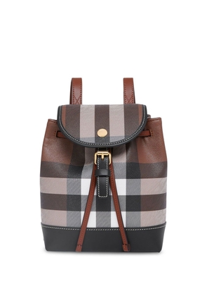 Burberry check-pattern leather backpack - Brown