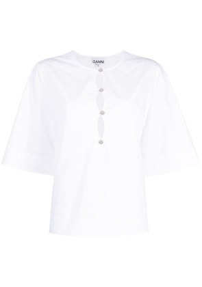 GANNI cut-out poplin blouse - White