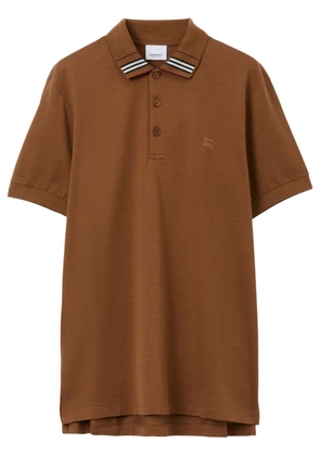 Burberry EKD-embroidered cotton-blend polo shirt - Brown