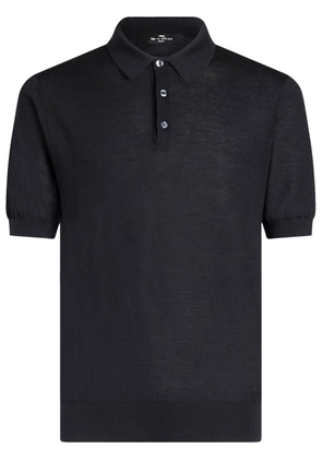 ETRO Pegaso-embroidered knitted polo shirt - Black