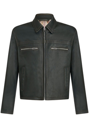 ETRO debossed-logo leather jacket - Green