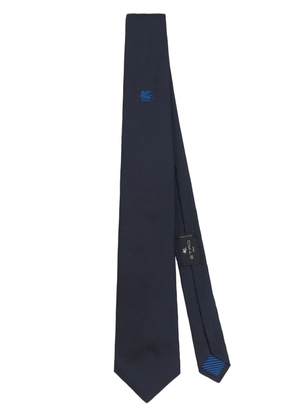 ETRO Pegaso motif-embroidered silk tie - Blue