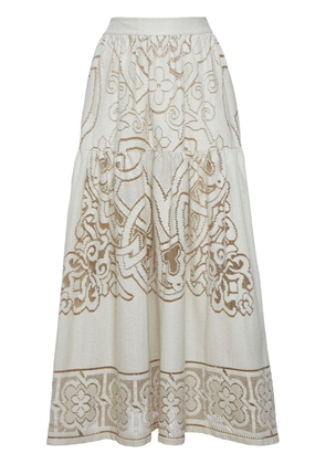 La DoubleJ Lacey Oscar embroidered skirt - Neutrals