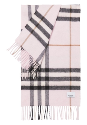 Burberry The Classic check-pattern fringed scarf - Pink