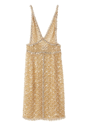 Miu Miu bead-embellished organza midi dress - Gold