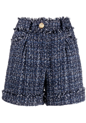 Balmain high-waisted tweed shorts - Blue