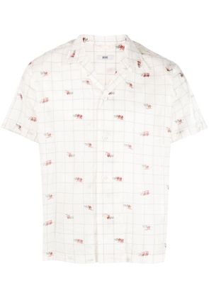 BODE Sheer Camel grid-pattern cotton shirt - Neutrals