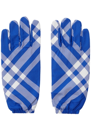 Burberry checked buttoned gloves - Blue