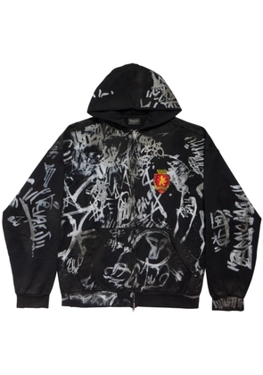 Balenciaga graffiti-print zip-up hoodie - Black