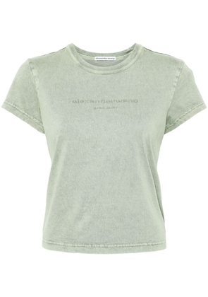 Alexander Wang logo-embroidered cotton T-shirt - Green