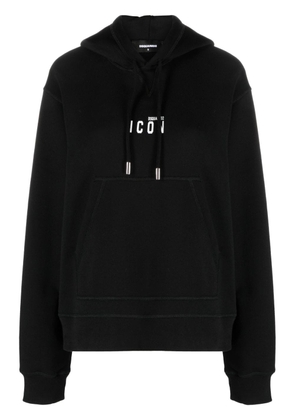 Dsquared2 slogan-print cotton drawstring hoodie - Black