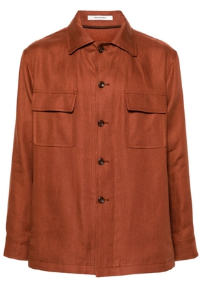 Tagliatore button-down linen shirt jacket - Orange
