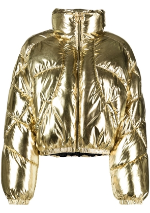 PINKO metallic high-neck puffer jacket - Gold