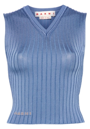Marni sleeveless ribbed-knit top - Blue