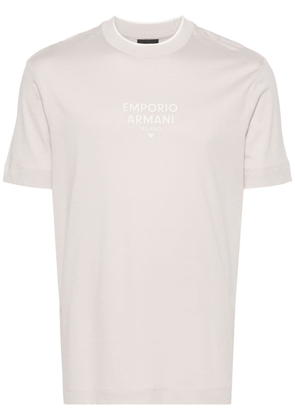 Emporio Armani logo-rubberised cotton T-shirt - Neutrals