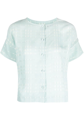 Emporio Armani check-pattern short-sleeve blouse - Blue