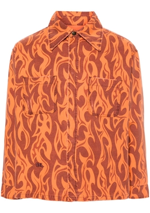 ERL flame-print canvas shirt jacket - Orange