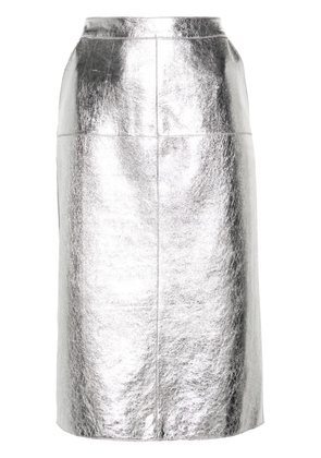 P.A.R.O.S.H. metallic leather skirt - Silver