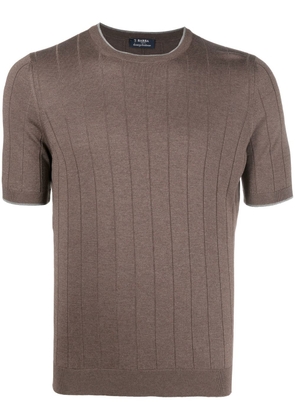 Barba ribbed-knit cotton T-Shirt - Brown