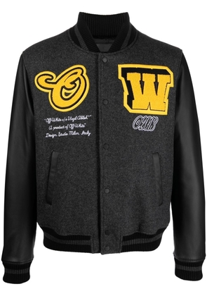 Off-White logo-patch varsity bomber jacket - Black