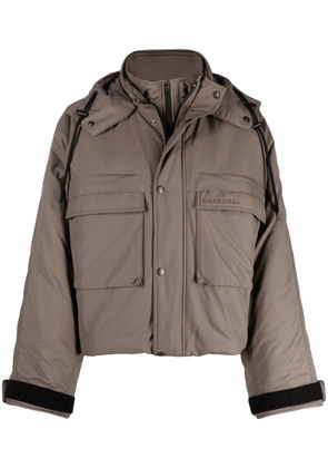 Balenciaga hooded oversized jacket - Brown