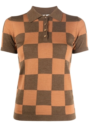 Nanushka checkerboard-pattern polo shirt - Neutrals