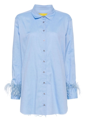 Marques'Almeida feather-trim cotton-poplin shirt - Blue