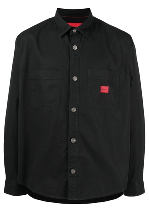 HUGO logo-patch denim shirt jacket - Black