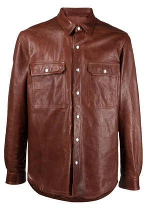 Rick Owens long-sleeved leather shirt jacket - Brown
