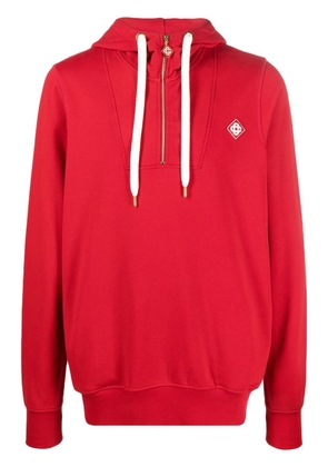 Casablanca logo-patch zip-neck hoodie - Red