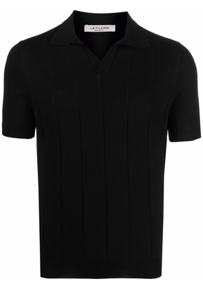 Fileria ribbed-knit cotton polo shirt - Black