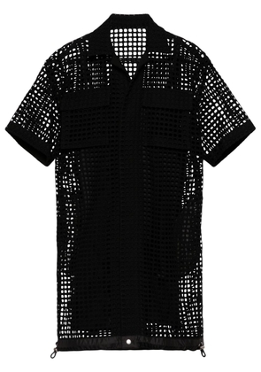 sacai open-knit cotton shirtdress - Black