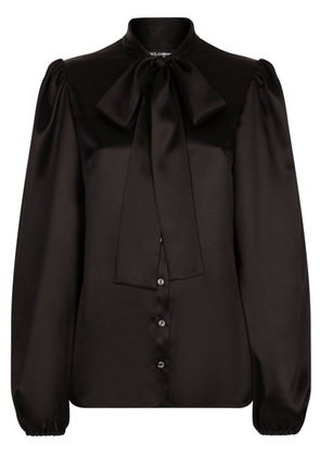 Dolce & Gabbana pussy-bow silk shirt - Black