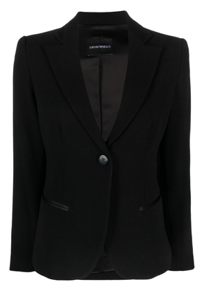 Emporio Armani satin-trim single-breasted blazer - Black