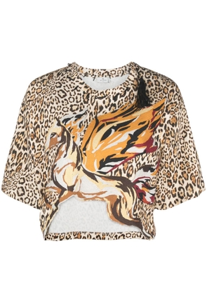 ETRO Pegaso-patch leopard-print T-shirt - Neutrals