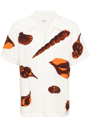SANDRO graphic-print notched-collar shirt - Neutrals