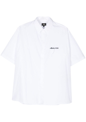FENDI logo-embroidered poplin shirt - White