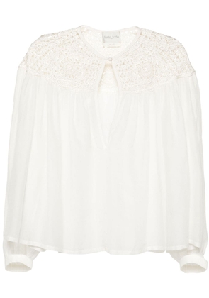 Forte Forte crochet-panel long-sleeve blouse - White