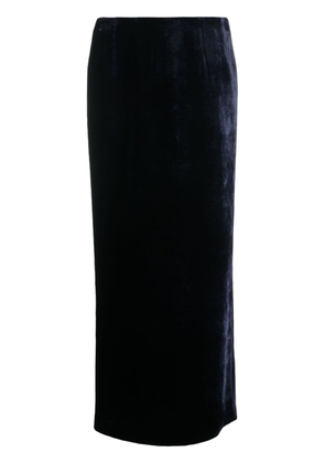 FENDI zip-embellished velvet maxi skirt - Blue