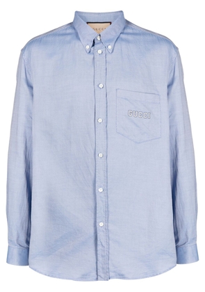 Gucci logo-print cotton shirt - Blue
